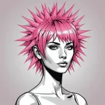 pink wig with three large spikes image